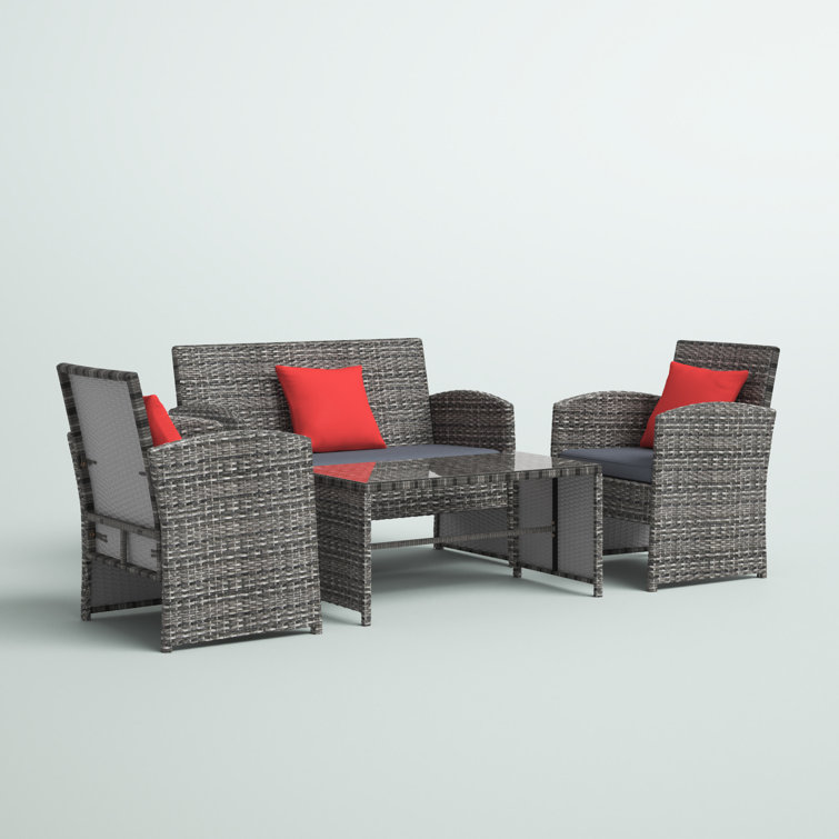 Zipcode Design™ Alloway Wicker/Rattan 4 Person Seating Group with